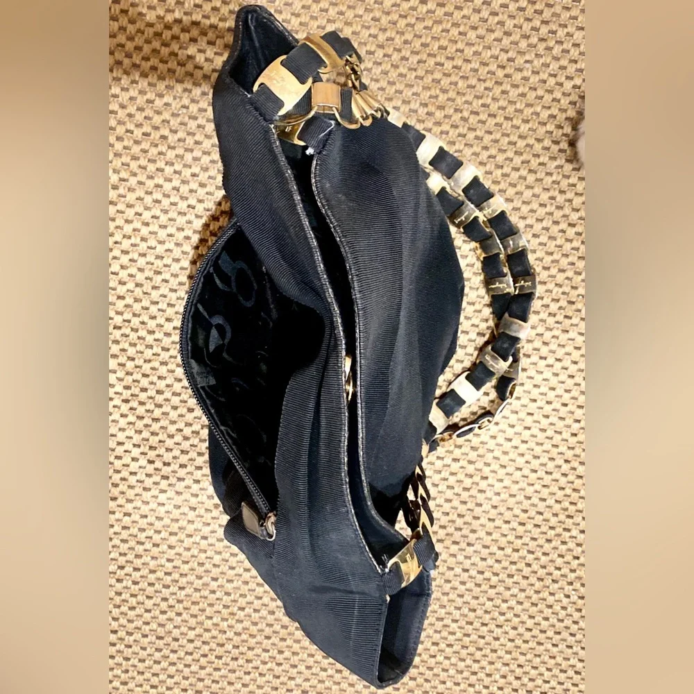 Salvatore Ferragamo Canvas Black Chain Strap Bag - Picture 7 of 17